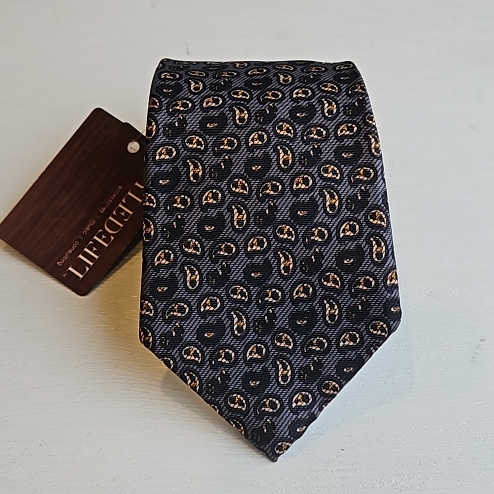 Guy LaRoche Vintage Blue Paisley Amoeba Silk Tie NWT